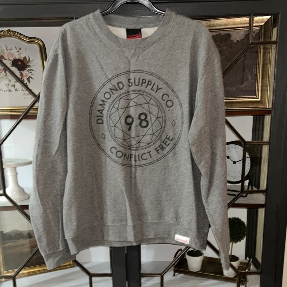 Diamond Supply Co Gray Crewneck Sweater with Circular Logo